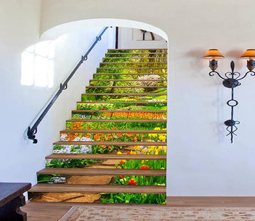 3D Bright Flowers 1260 Stair Risers Wallpaper AJ Wallpaper 