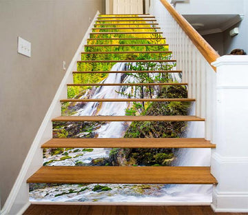 3D Mountain Forest Falls 834 Stair Risers Wallpaper AJ Wallpaper 