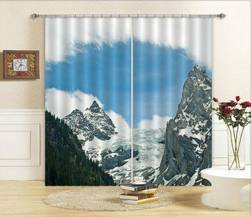 3D Snow Stone Mountains 690 Curtains Drapes Wallpaper AJ Wallpaper 