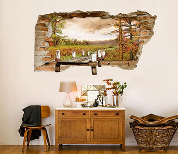 3D Wilderness Wood Bridge 090 Broken Wall Murals Wallpaper AJ Wallpaper 