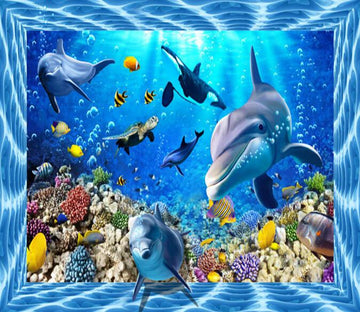 3D Bright Colorful Ocean Floor Mural Wallpaper AJ Wallpaper 2 