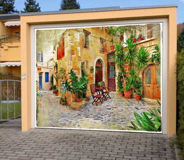 3D Courtyard Potted Plants 452 Garage Door Mural Wallpaper AJ Wallpaper 