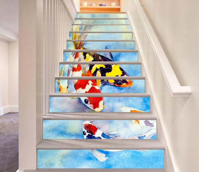 3D Colorful Fishes 482 Stair Risers Wallpaper AJ Wallpaper 