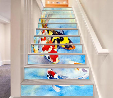 3D Colorful Fishes 482 Stair Risers Wallpaper AJ Wallpaper 