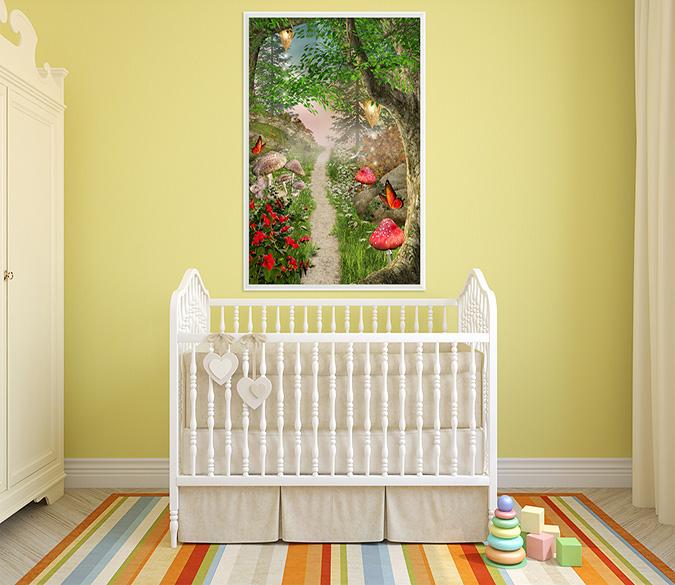 3D Forest Road 054 Fake Framed Print Painting Wallpaper AJ Creativity Home 