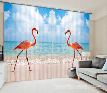 3D Seaside Birds 1239 Curtains Drapes Wallpaper AJ Wallpaper 