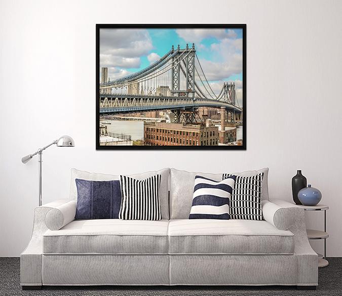 3D Long Bridge 016 Fake Framed Print Painting Wallpaper AJ Creativity Home 
