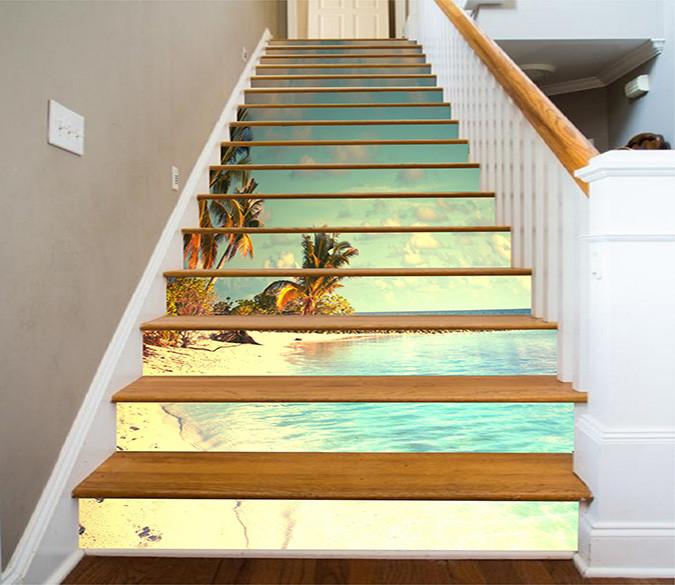 3D Tropical Beach Scenery 796 Stair Risers Wallpaper AJ Wallpaper 