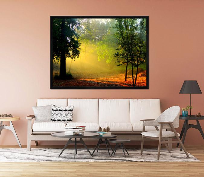 3D Sunshine Leaves 033 Fake Framed Print Painting Wallpaper AJ Creativity Home 