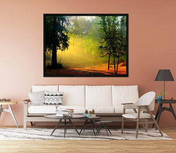 3D Sunshine Leaves 033 Fake Framed Print Painting Wallpaper AJ Creativity Home 