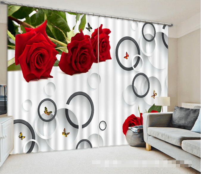 3D Rings Butterflies Roses 1275 Curtains Drapes Wallpaper AJ Wallpaper 