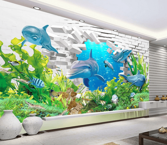 Dolphins And Bricks Wallpaper AJ Wallpaper 