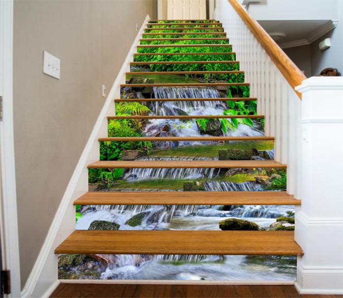 3D Flowing River 64 Stair Risers Wallpaper AJ Wallpaper 