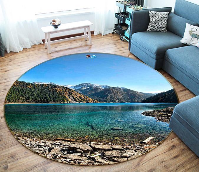 3D Peaceful Lake 21 Round Non Slip Rug Mat Mat AJ Creativity Home 