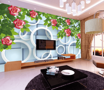 Red Flowers Green Branches Wallpaper AJ Wallpaper 