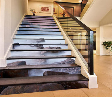 3D Misty Sea Stones 1567 Stair Risers Wallpaper AJ Wallpaper 