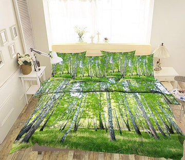 3D Green Forest 12 Bed Pillowcases Quilt Wallpaper AJ Wallpaper 