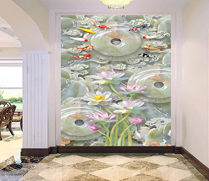 3D Lotus Fish 390 Wallpaper AJ Wallpaper 