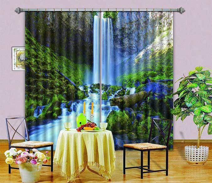 3D Waterfall River Scenery 330 Curtains Drapes Wallpaper AJ Wallpaper 