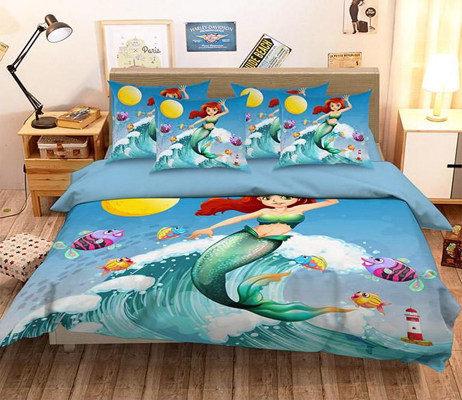 3D Sea Wave Mermaid 342 Bed Pillowcases Quilt Wallpaper AJ Wallpaper 