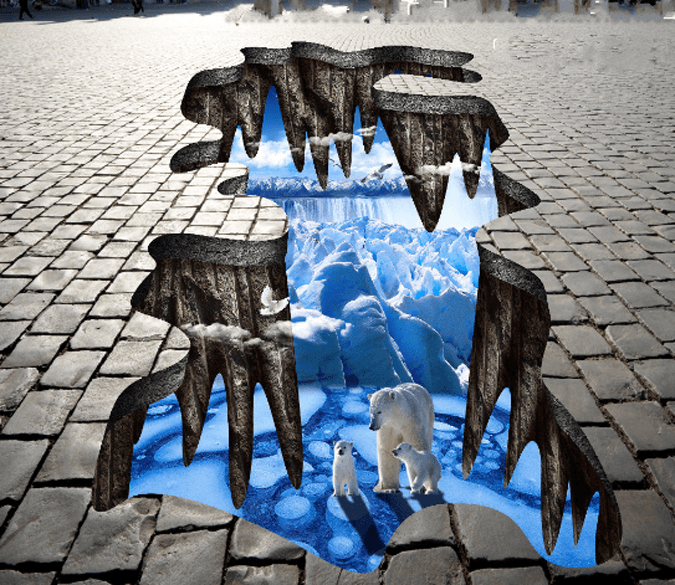 3D Cute Polar Bears Floor Mural Wallpaper AJ Wallpaper 2 