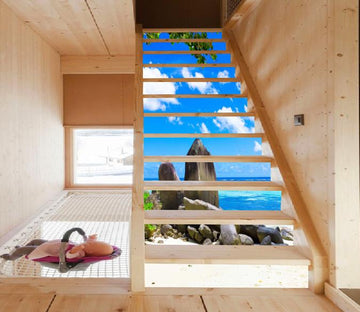 3D Blue Sea Beach Stones 1308 Stair Risers Wallpaper AJ Wallpaper 