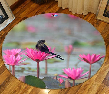 3D Lake Flowers And Bird 68 Round Non Slip Rug Mat Mat AJ Creativity Home 