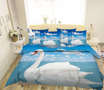 3D Sea White Swan 103 Bed Pillowcases Quilt Wallpaper AJ Wallpaper 