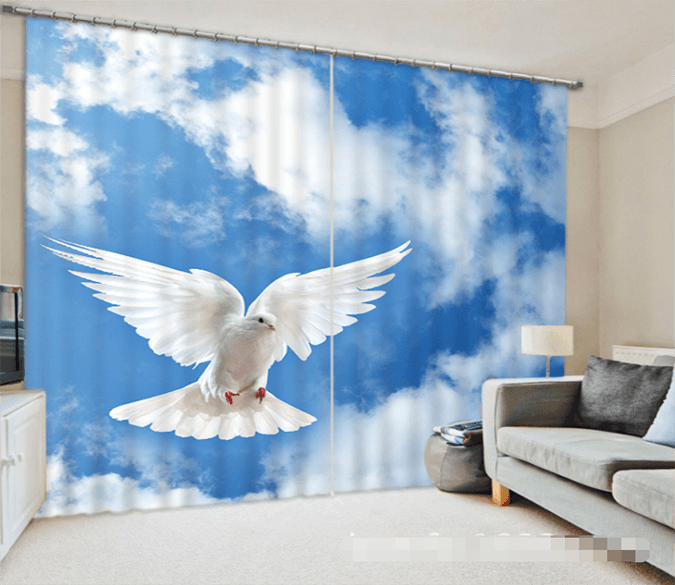 3D Blue Sky White Bird 1227 Curtains Drapes Wallpaper AJ Wallpaper 