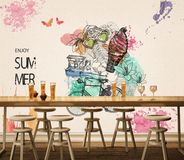 3D Bicycle Ice Cream 085 Wallpaper AJ Wallpaper 