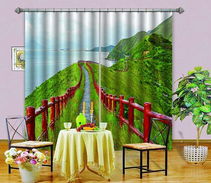 3D Seaside Mountain Path 675 Curtains Drapes Wallpaper AJ Wallpaper 