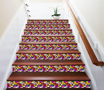 3D Color Shiny Pattern 1408 Stair Risers Wallpaper AJ Wallpaper 