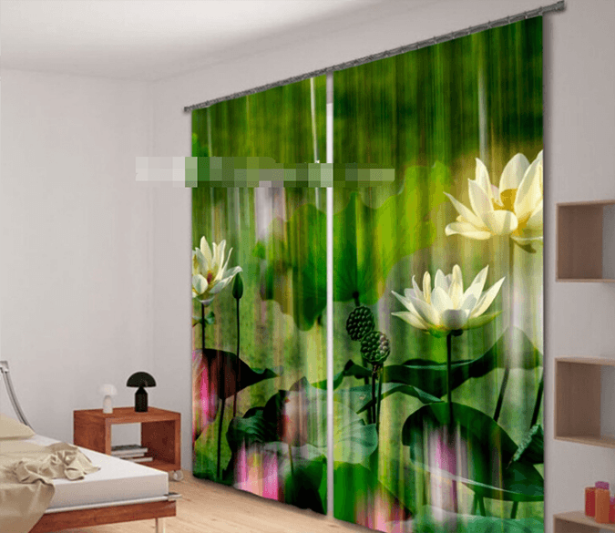 3D Pure Lotus Flowers 1052 Curtains Drapes Wallpaper AJ Wallpaper 