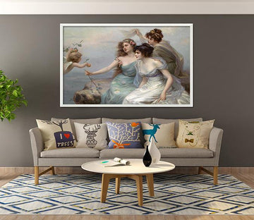 3D Beauties And Angel 1 Fake Framed Print Painting Wallpaper AJ Creativity Home 