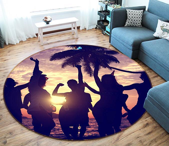 3D Revelers 86 Round Non Slip Rug Mat Mat AJ Creativity Home 