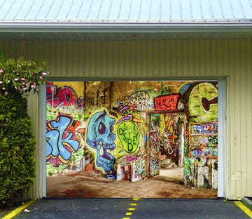 3D House Graffiti 340 Garage Door Mural Wallpaper AJ Wallpaper 