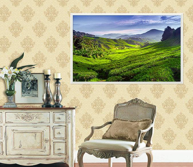 3D Green Fields 184 Fake Framed Print Painting Wallpaper AJ Creativity Home 