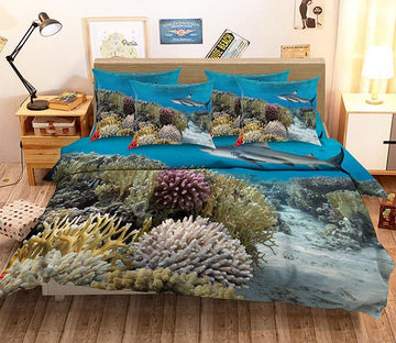 3D Seabed Corals Shark 106 Bed Pillowcases Quilt Wallpaper AJ Wallpaper 