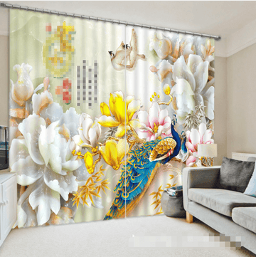 3D Flowers Peacock Carvings 1264 Curtains Drapes Wallpaper AJ Wallpaper 