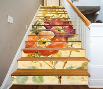 3D Flowers Painting 1165 Stair Risers Wallpaper AJ Wallpaper 