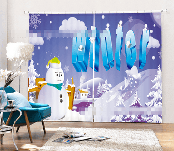 3D Winter Snowman 1371 Curtains Drapes Wallpaper AJ Wallpaper 