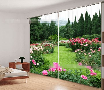 3D Park Lawn Flowers 2213 Curtains Drapes Wallpaper AJ Wallpaper 