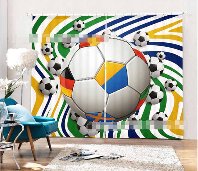 3D Football Pattern 2068 Curtains Drapes Wallpaper AJ Wallpaper 