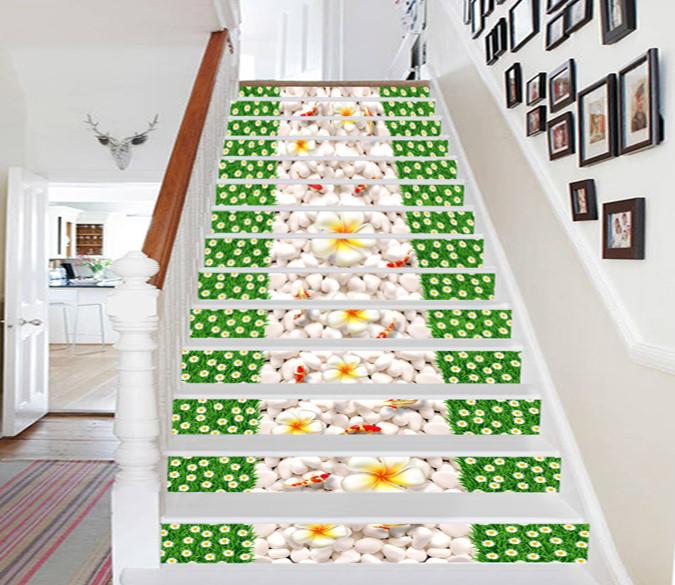 3D Flowers Cobblestones 768 Stair Risers Wallpaper AJ Wallpaper 