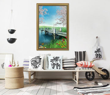 3D Riverside Flowers 149 Fake Framed Print Painting Wallpaper AJ Creativity Home 
