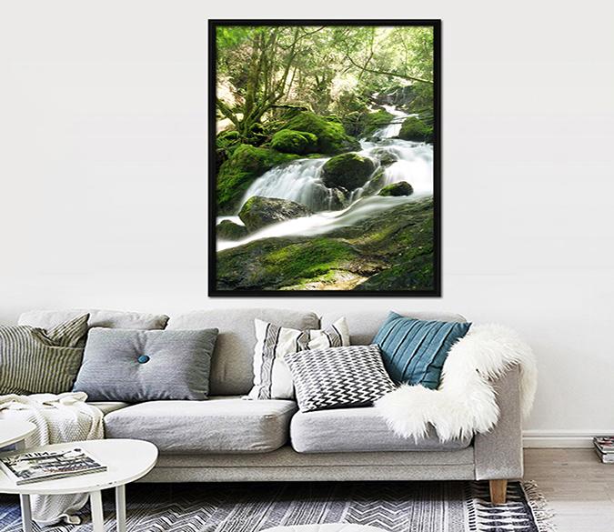 3D Moss River 062 Fake Framed Print Painting Wallpaper AJ Creativity Home 