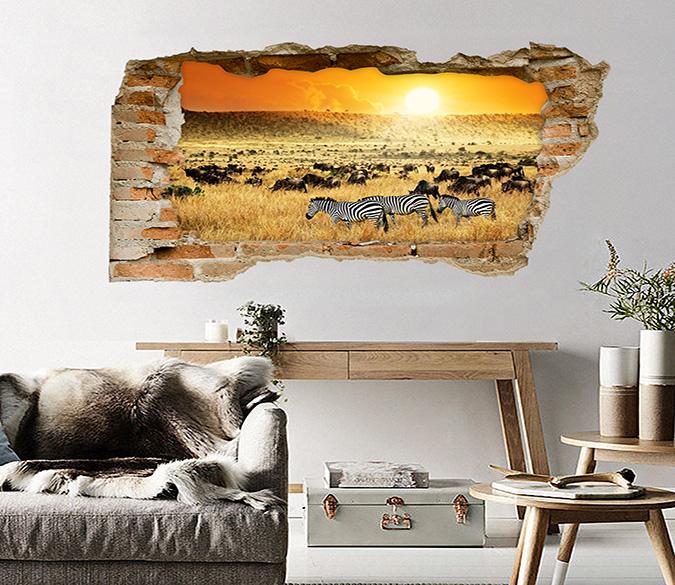 3D Grassland Animals 367 Broken Wall Murals Wallpaper AJ Wallpaper 