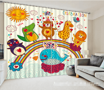 3D Rainbow Lovely Animals 1034 Curtains Drapes Wallpaper AJ Wallpaper 