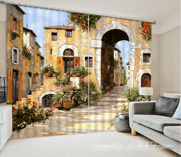 3D Town Potted Plants 1056 Curtains Drapes Wallpaper AJ Wallpaper 