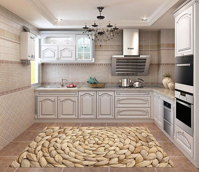3D Straw Weaving Kitchen Mat Floor Mural Wallpaper AJ Wallpaper 